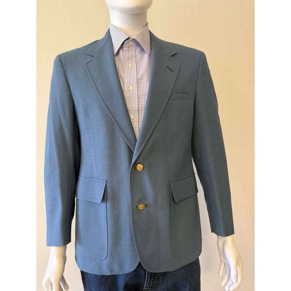 Palm Beach Men's Blue Blazer Two-Button Single Vent Notch Lapel Inner Pockets  M